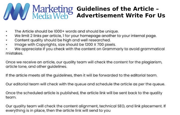 Guidelines of the Article – Advertisement Write For Us