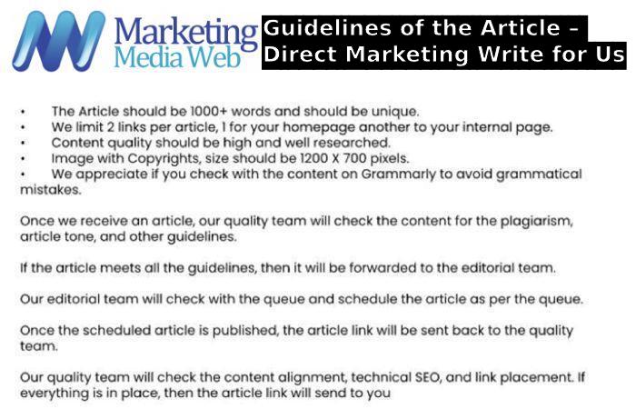 Guidelines of the Article – Direct Marketing Write for Us
