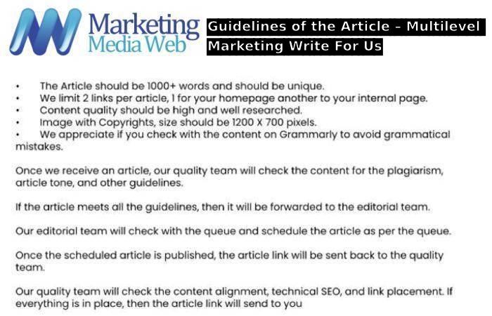 Guidelines of the Article – Multilevel Marketing Write For Us